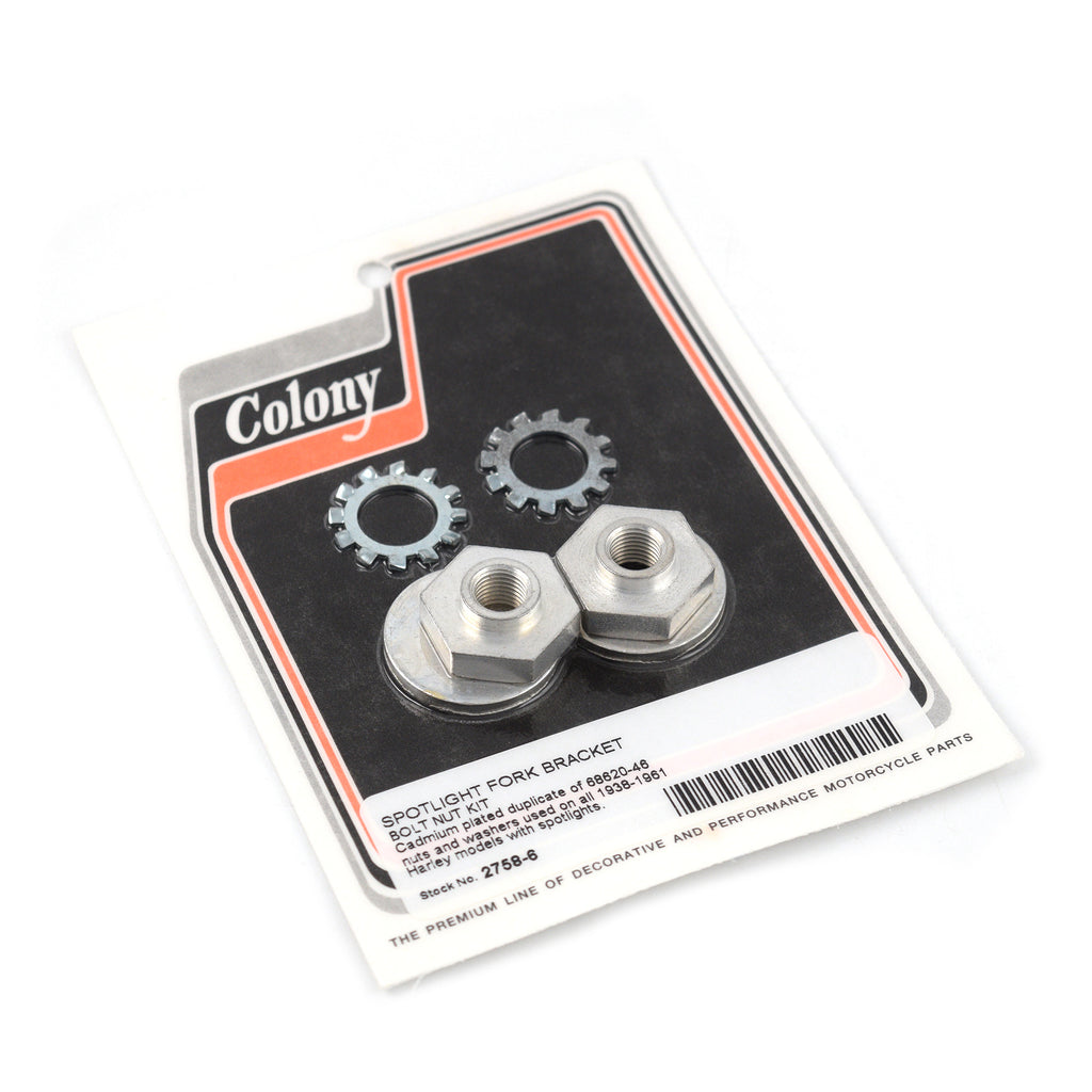 Spotlight Fork Bracket Bolt Nut Kit Cadmium 1938-1961 Harley 68620-46