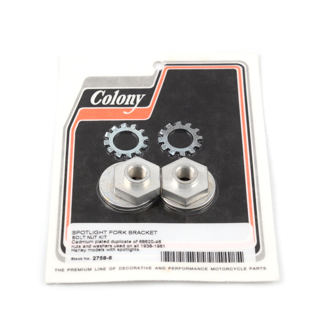 Spotlight Fork Bracket Bolt Nut Kit Cadmium 1938-1961 Harley 68620-46