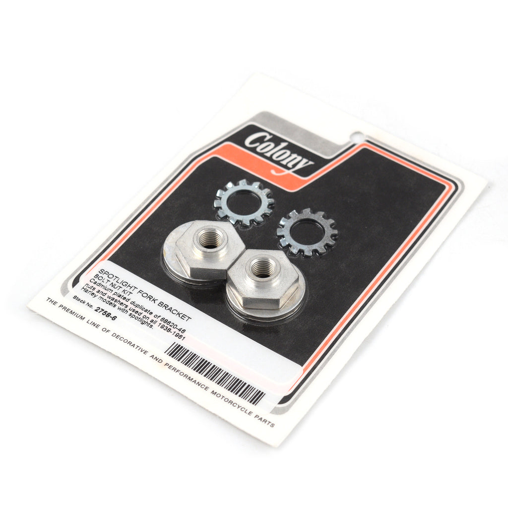 Spotlight Fork Bracket Bolt Nut Kit Cadmium 1938-1961 Harley 68620-46