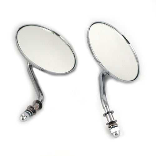 4-5/8" Round Mirror Set with Round Stock Stems Chrome for 1965-x Harley Models