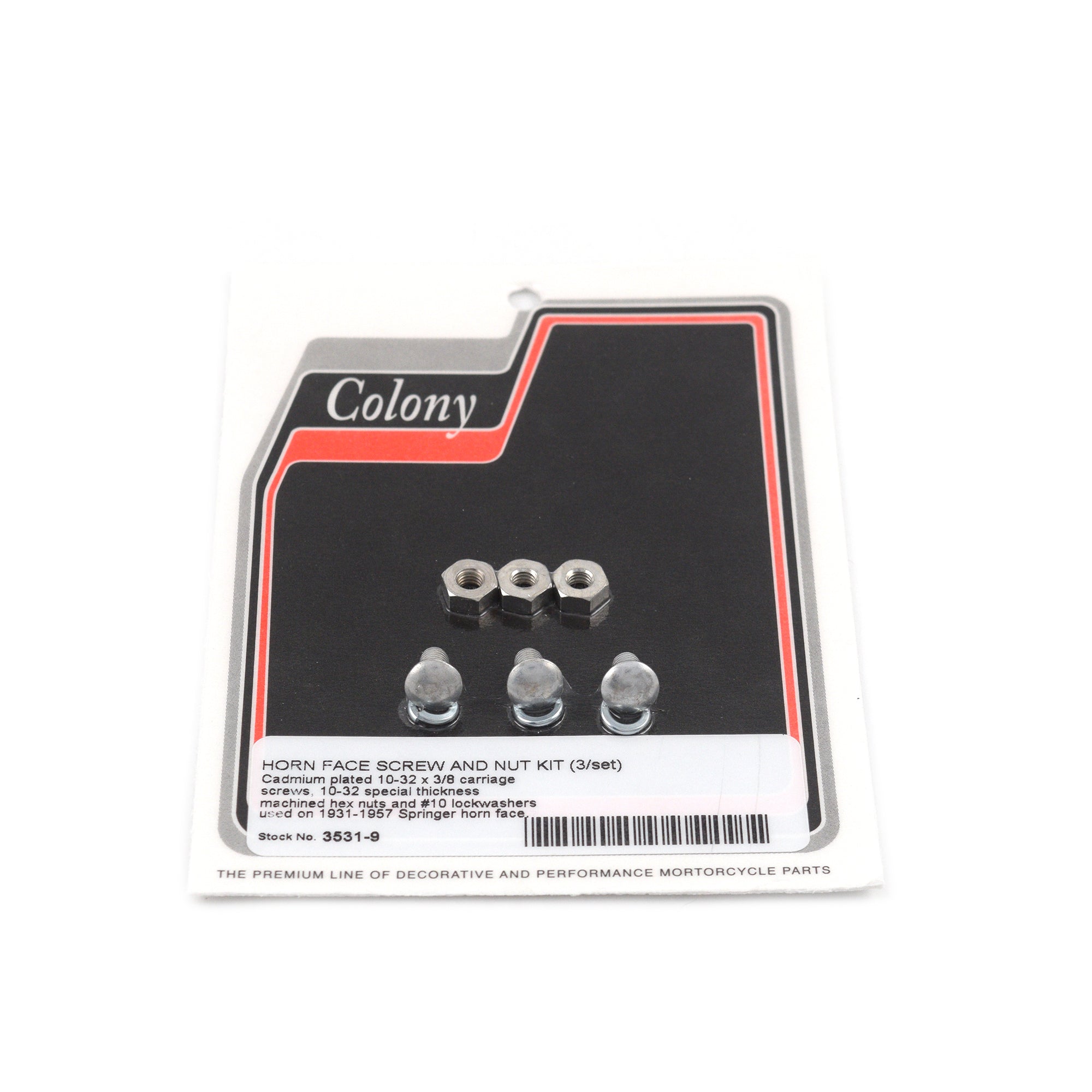 Horn Face Screw Nut Kit for Harley Springer 1931-1957 Cadmium