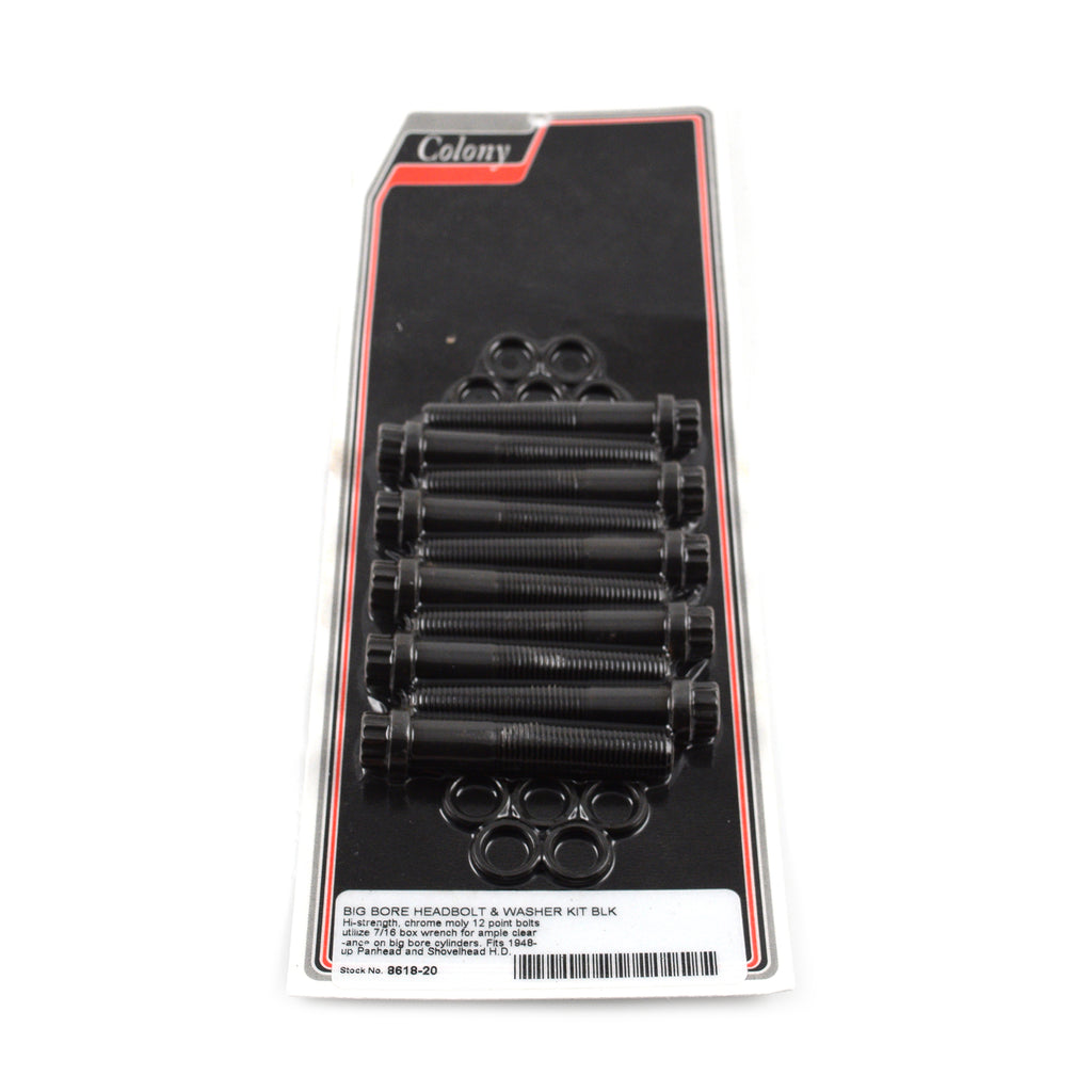 Big Bore Head Bolt Kit 12 Point Black for Harley Panhead Shovelhead
