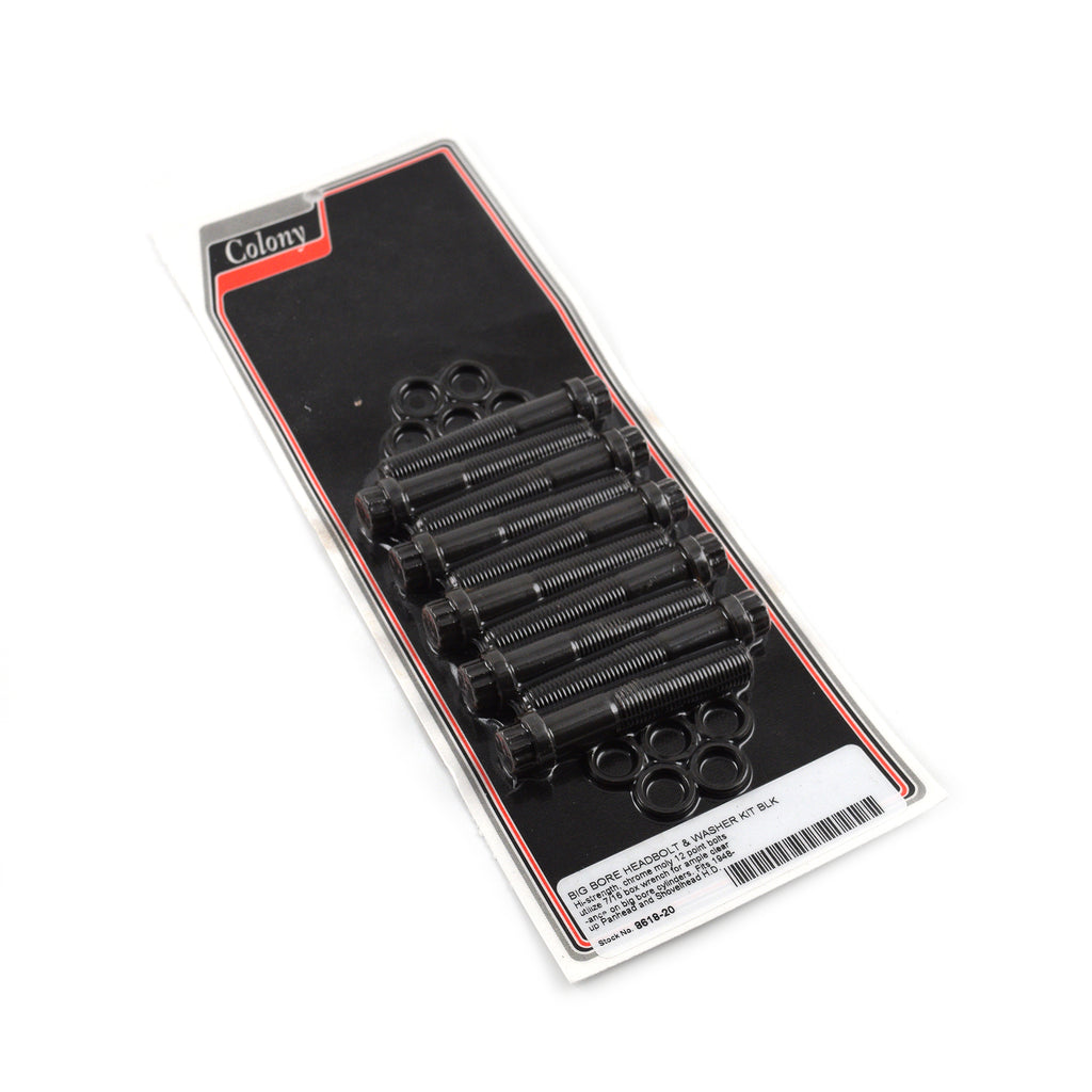Big Bore Head Bolt Kit 12 Point Black for Harley Panhead Shovelhead