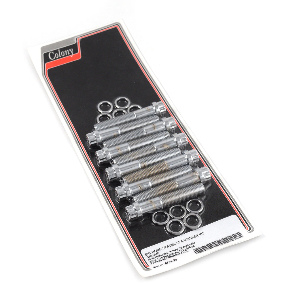 Big Bore Head Bolt Kit 12 Point Chrome 16814-48 for Harley Panhead Shovelhead