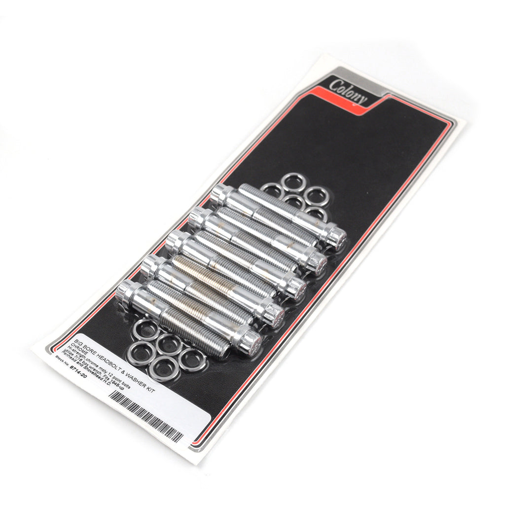 Big Bore Head Bolt Kit 12 Point Chrome 16814-48 for Harley Panhead Shovelhead
