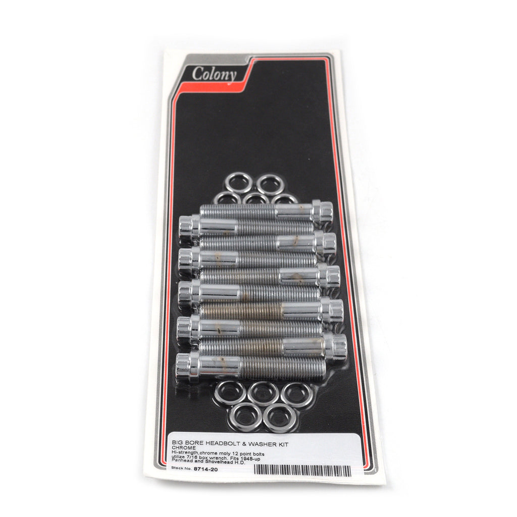 Big Bore Head Bolt Kit 12 Point Chrome 16814-48 for Harley Panhead Shovelhead